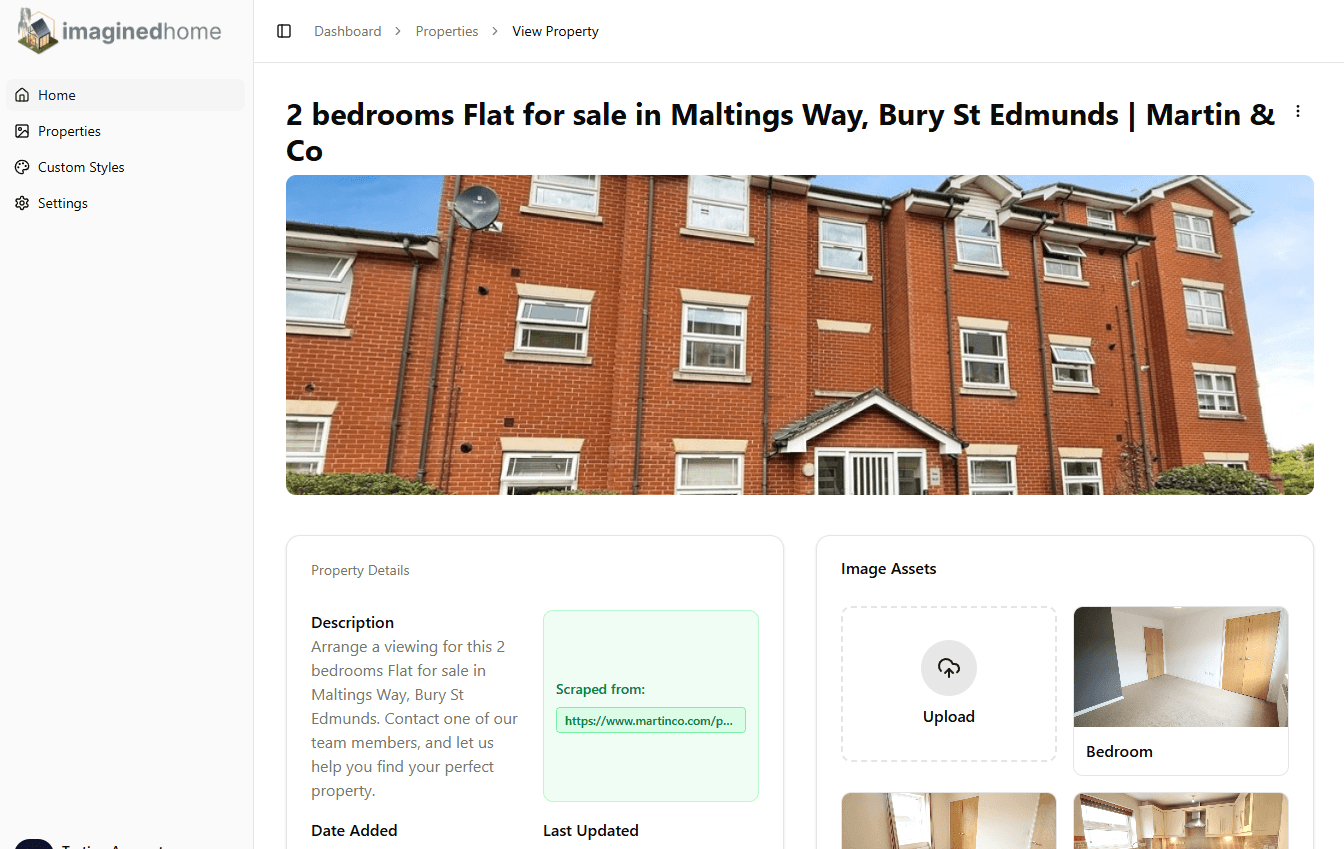 Dashboard screenshot: choose style presets and generate variants in batch